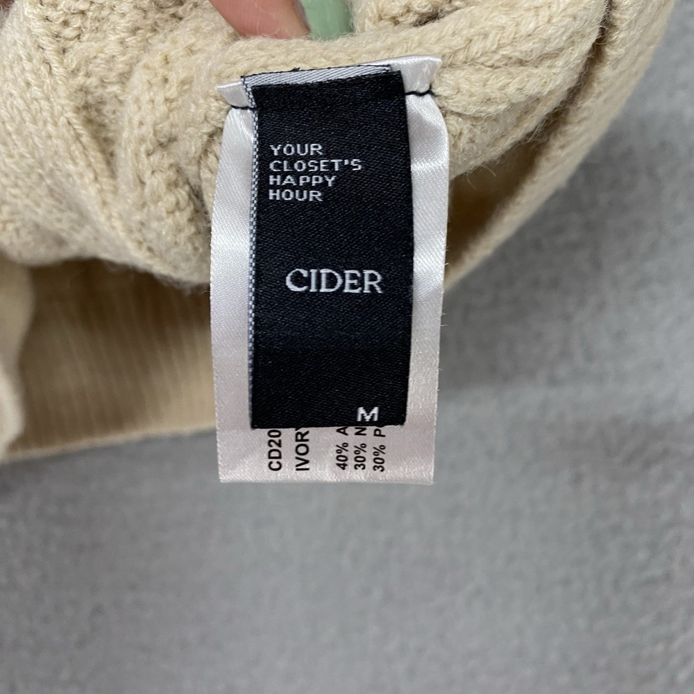 Cider Sweater Vest Womens M Beige Cable Knit Turtleneck Sleeveless Layering - Picture 7 of 13